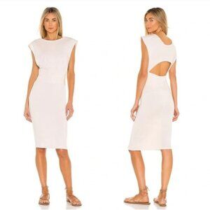 Indah Cream Sheath Midi Dress with Cutout